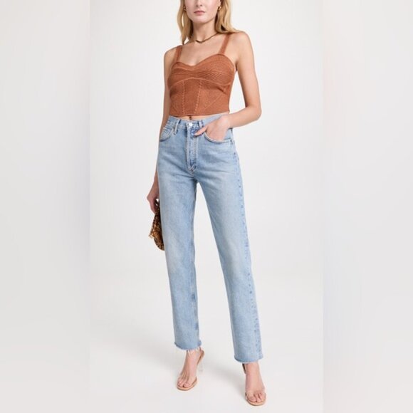 AGOLDE Lana Crop Mid Rise Vintage Straight Jeans - Picture 4 of 10